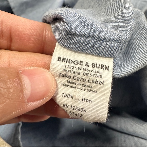 Bridge & Burn Women’s Button Down Shirt Top Longsleeve in Pale Blue Fleck Size S - Picture 12 of 14